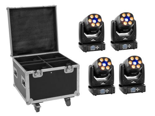 EUROLITE Set 4x LED TMH-H90 + Case mit Rollen