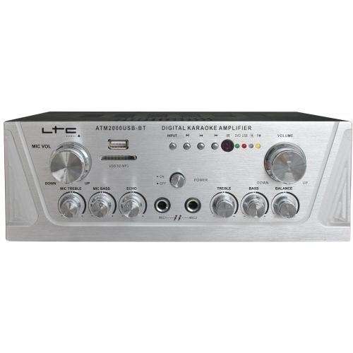 LTC ATM2000USB-BT HiFi-Karaoke-Verstärker 100W RMS 2x Mikrofon-Anschluss