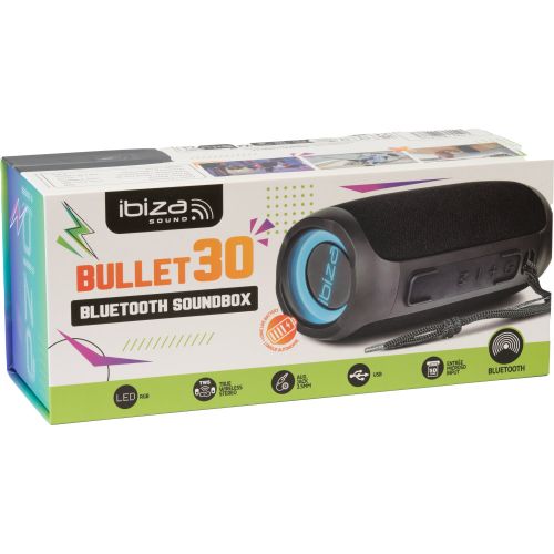 IBIZA BULLET30 Soundbox mit Bluetooth und USB 30 Watt