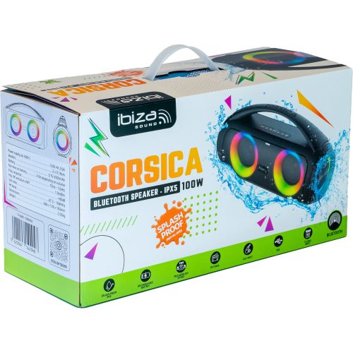 IBIZA CORSICA Akku Lautsprecherbox Bluetooth LED 100W