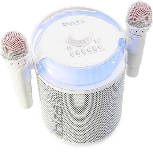 IBIZA akkubetriebener Karaoke Lautsprecher 120W weiß