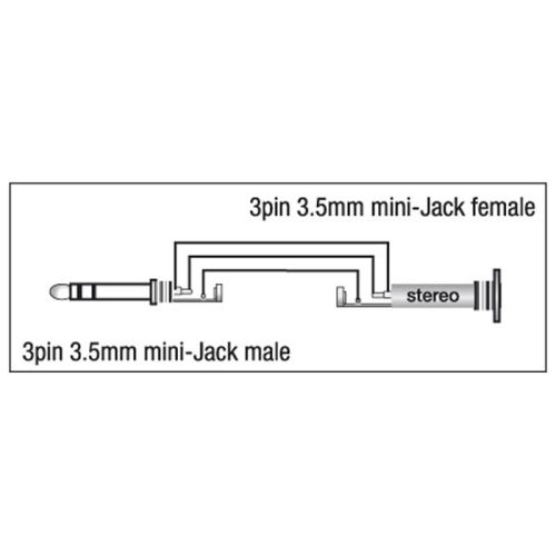 DAP Audio XGA08 - Mini Jack/M stereo > Mini Jack/F, 90° Adapter